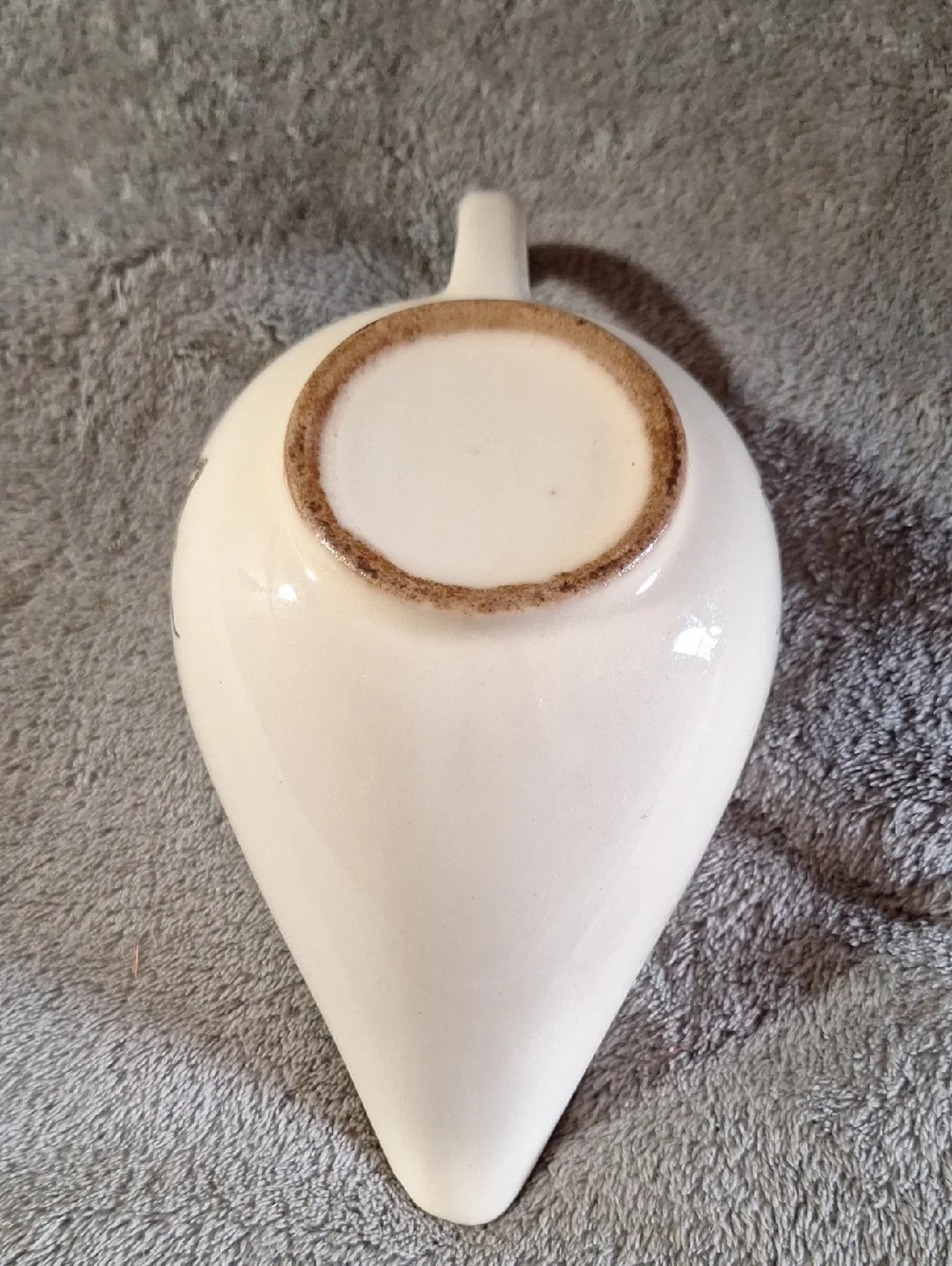Vintage Cream Ceramic Gravy Boat with Gold Wheat Motif